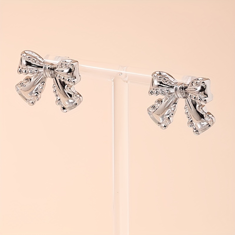 Bow Shaped Stud Earrings Vintage Style Party Accessories